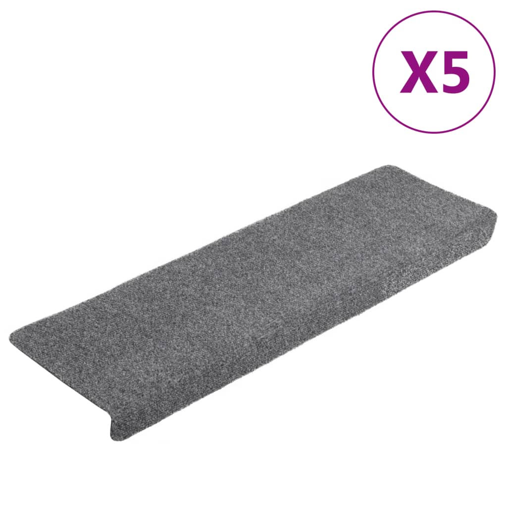 Vidaxl trapmatten zelfklevend 5 stuks 65x21x4 cm lichtgrijs rechthoekige rand