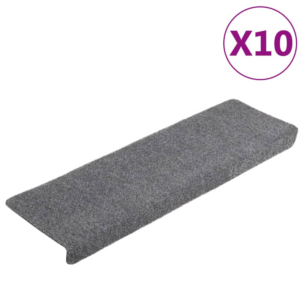 Vidaxl trapmatten zelfklevend 10 stuks 65x21x4 cm lichtgrijs met rechthoekige rand
