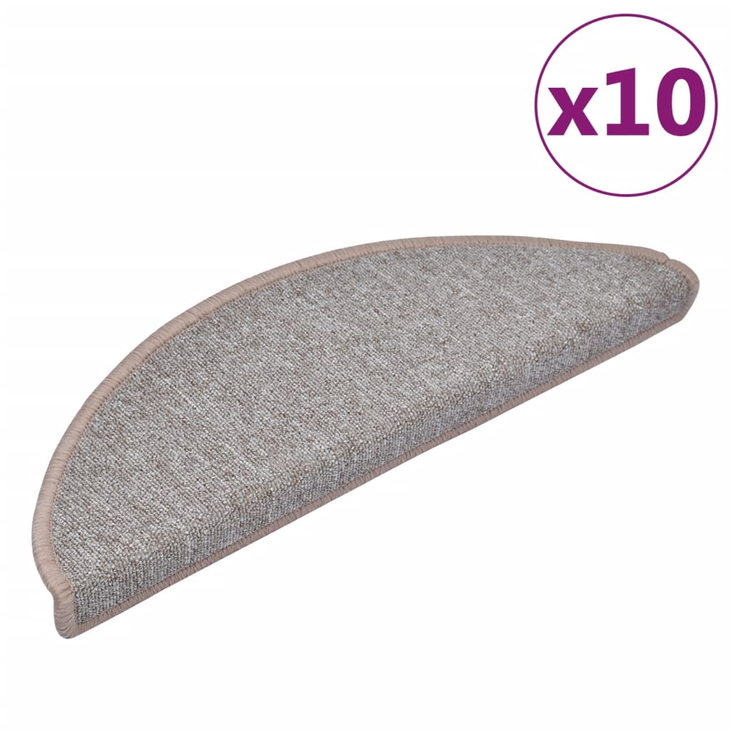 Vidaxl trapmatten 10 st 65x24x4 cm lichtbruin halfrond groot