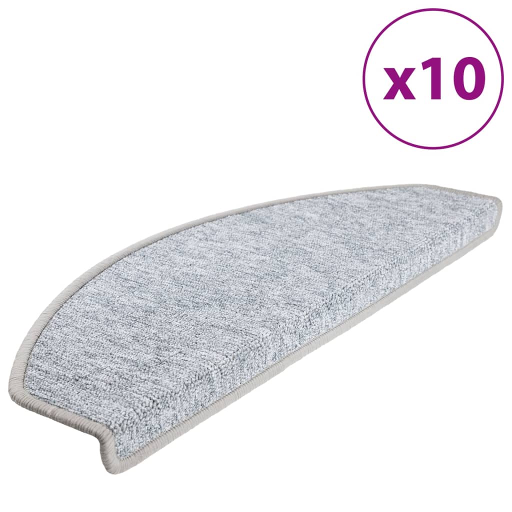Vidaxl trapmatten 10 st 65x24x4 cm lichtgrijs halfrond groot