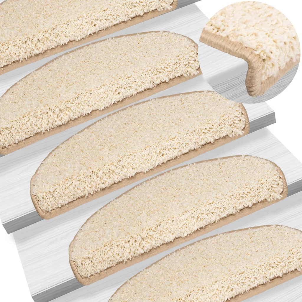 Vidaxl trapmatten 10 st 65x21x4 cm crème halfrond groot