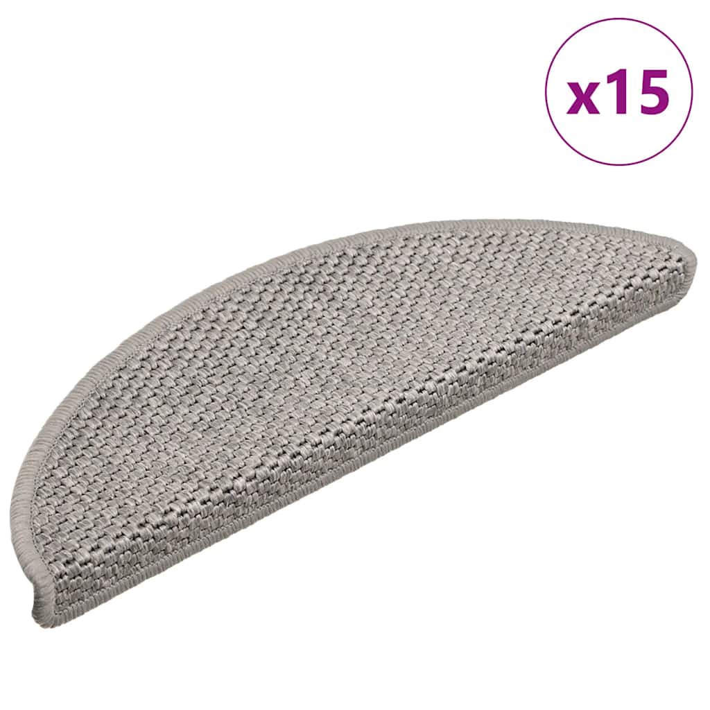 Vidaxl trapmatten zelfklevend 15 st sisal-look 56x17x3cm zilverkleurig