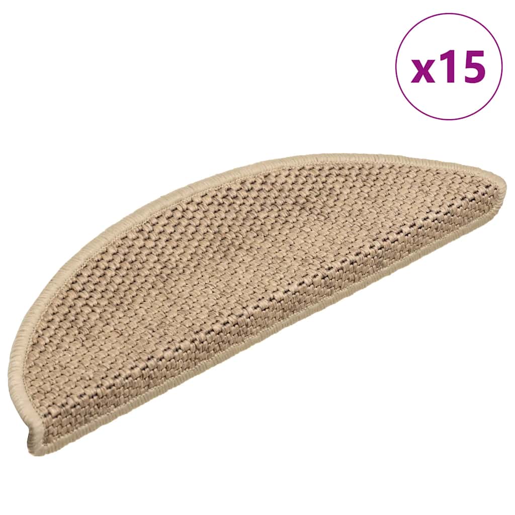 Vidaxl trapmatten zelfklevend 15 st sisal-look 56x17x3 cm zandkleurig