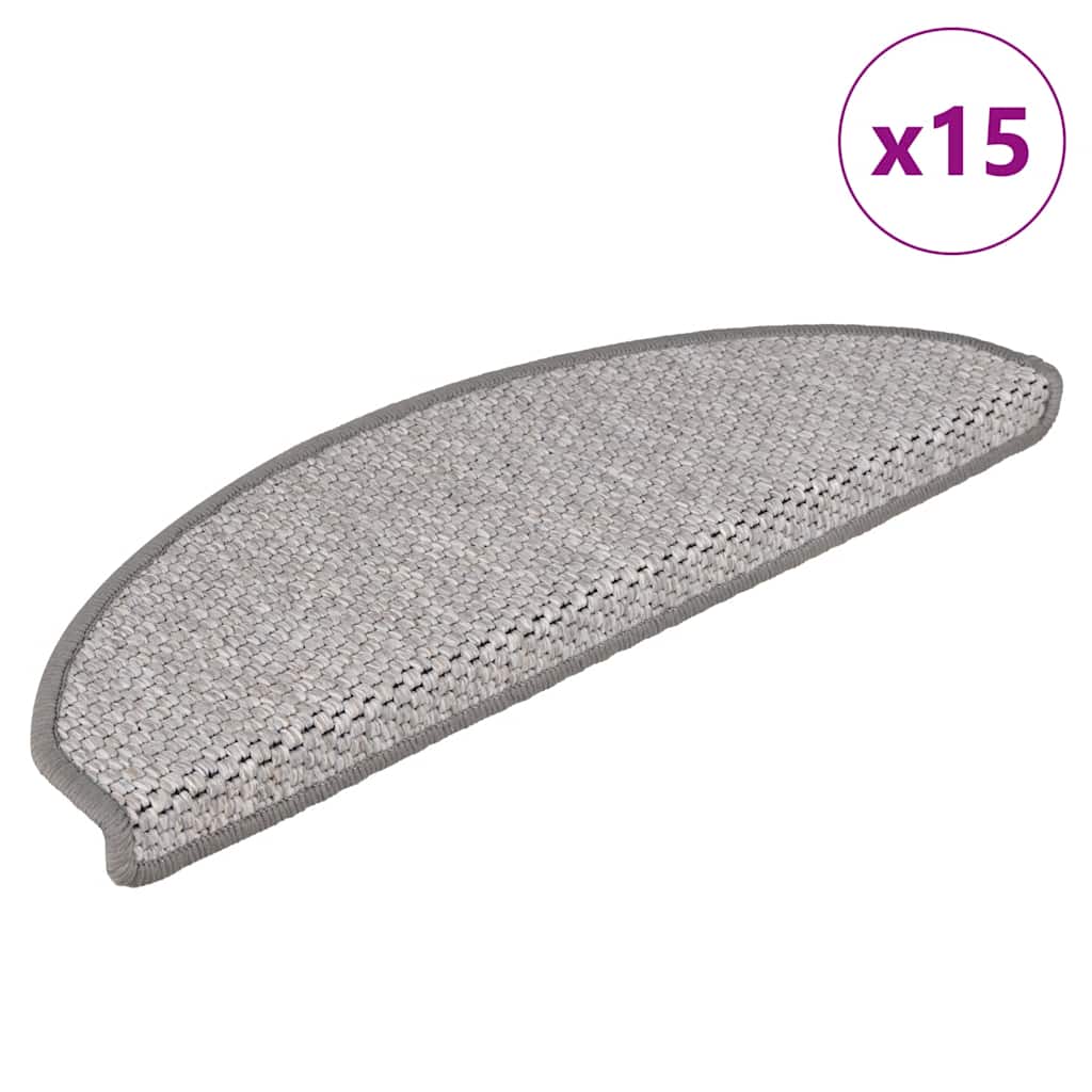Vidaxl trapmatten zelfklevend 15 st sisal-look 65x21x4 cm platinakleur