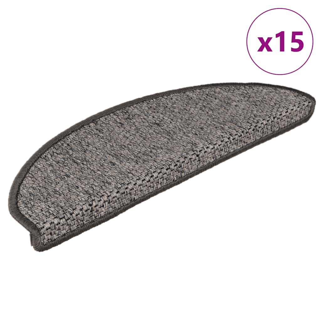 Vidaxl trapmatten zelfklevend 15 st sisal-look 65x21x4 cm grijs-beige
