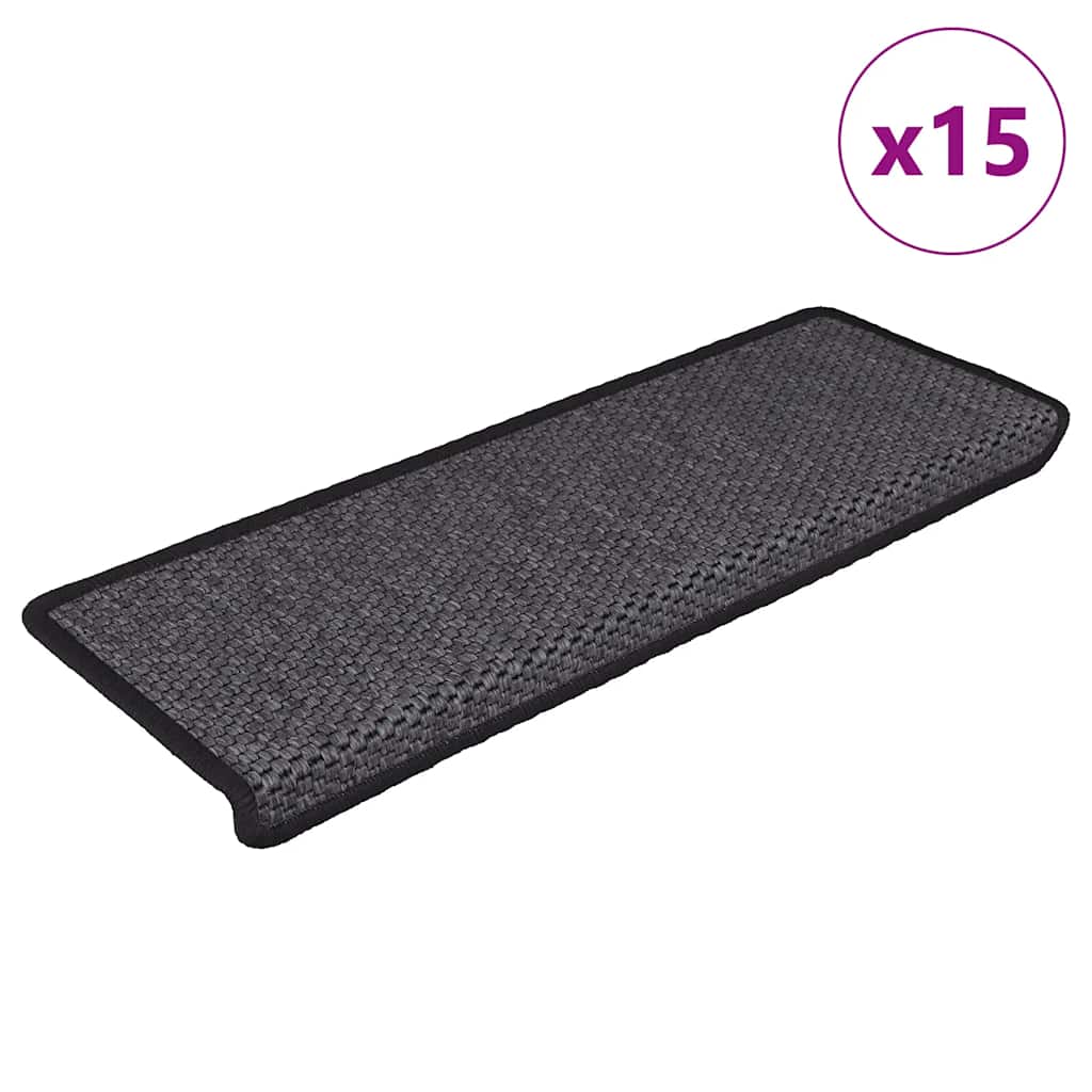 Vidaxl trapmatten zelfklevend 15st sisal-look 65x21x4cm antracietkleur