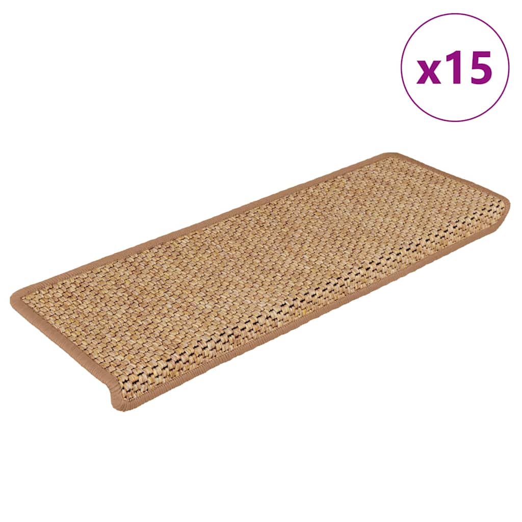 Vidaxl trapmatten zelfklevend 15 st sisal-look 65x21x4 cm oranje