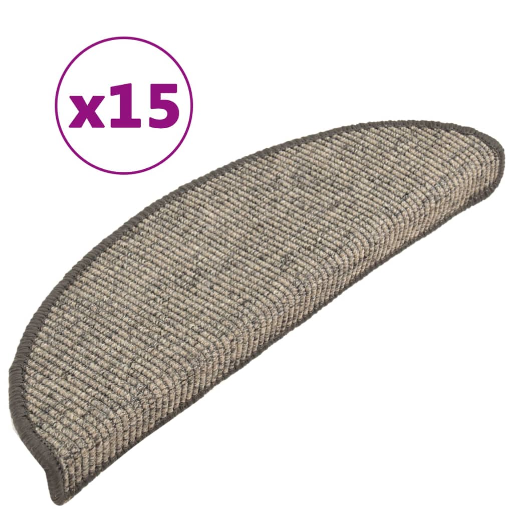Vidaxl trapmatten 15 st 56x17x3 cm beige en grijs halfrond