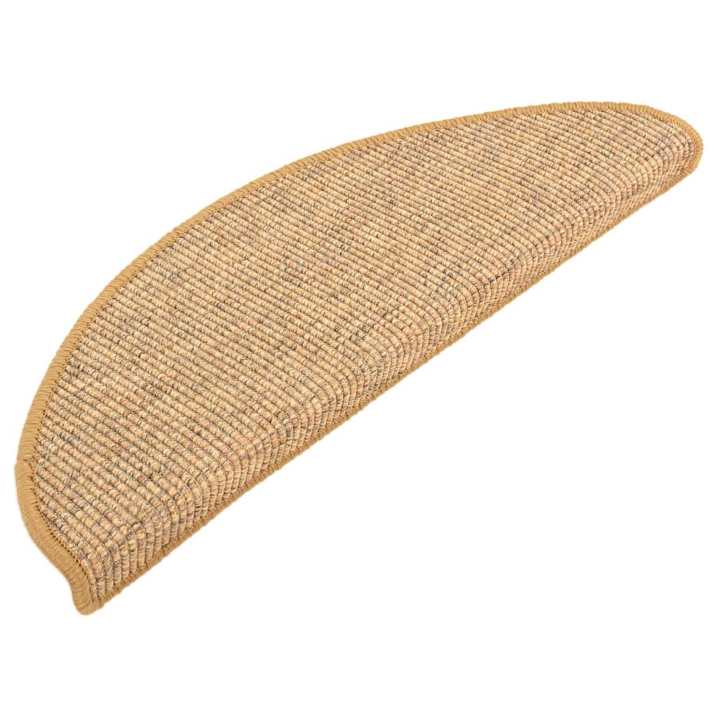 Vidaxl trapmatten 15 st 65x21x4 cm sisal halfrond groot