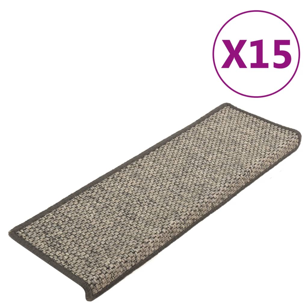 Vidaxl trapmatten 15 st 65x21x4 cm beige en grijs rechthoekige rand