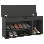 Vidaxl schoenenbank met kussen 104x30x49 cm bewerkt hout grijs