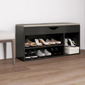 Vidaxl schoenenbank met kussen 104x30x49 cm bewerkt hout grijs