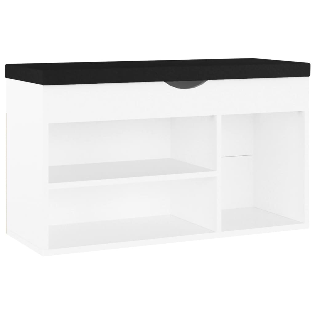 Vidaxl schoenenbank met kussen 80x30x47 cm bewerkt hout wit