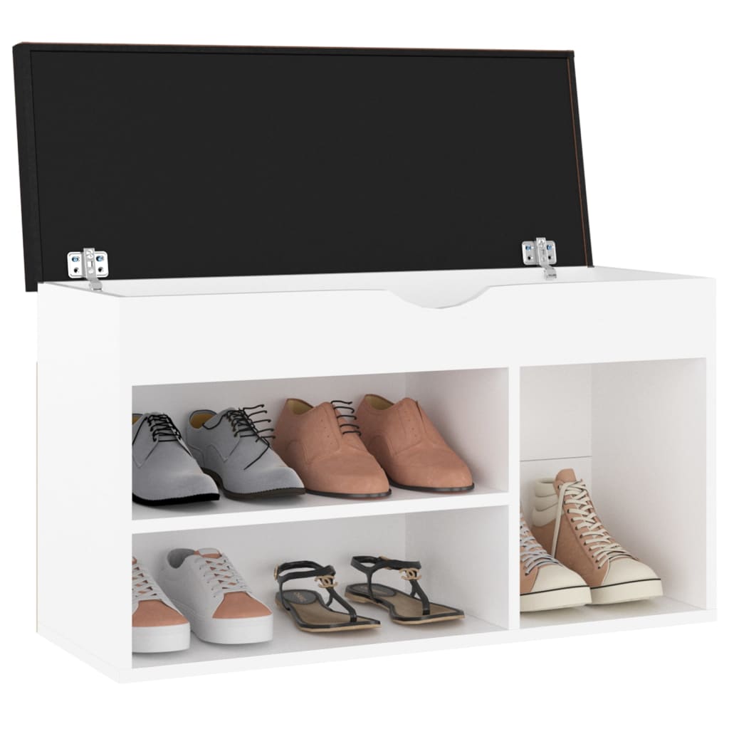 Vidaxl schoenenbank met kussen 80x30x47 cm bewerkt hout wit