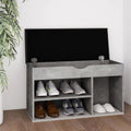 Vidaxl schoenenbank met kussen 80x30x47 cm bewerkt hout betongrijs