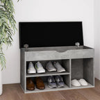 Vidaxl schoenenbank met kussen 80x30x47 cm bewerkt hout betongrijs