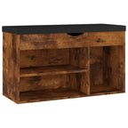 Vidaxl schoenenbank met kussen 80x30x47 cm bewerkt hout gerookt eiken