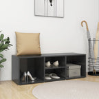 VidaXL Schoenenopbergbank 105x35x35 cm bewerkt hout hoogglans grijs
