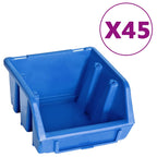 Vidaxl 48-delige opslagbakkenset met wandpanelen blauw en zwart