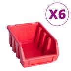 Vidaxl 39-delige opslagbakkenset met wandpanelen rood en zwart