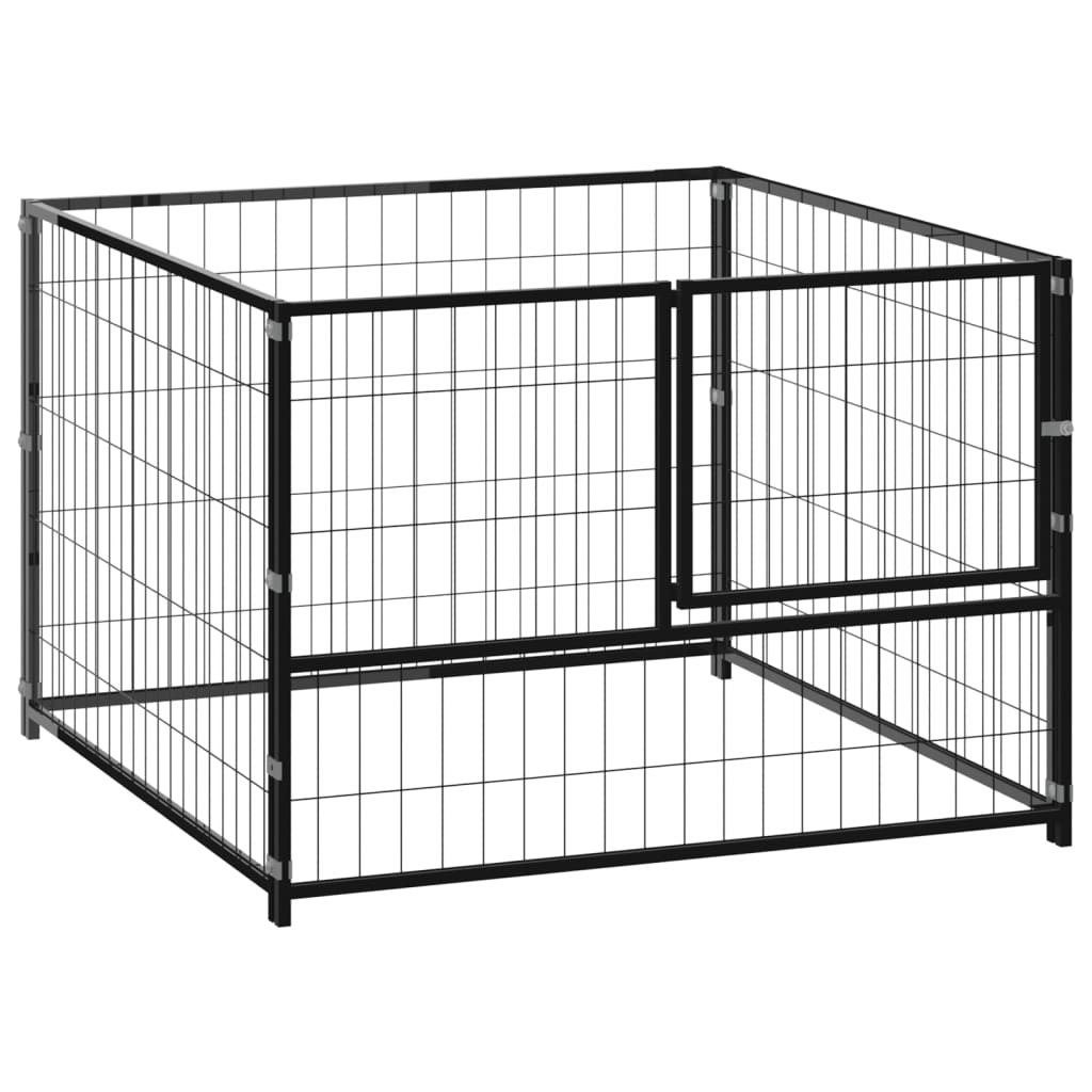 Vidaxl hondenkennel 100x100x70 cm staal zwart