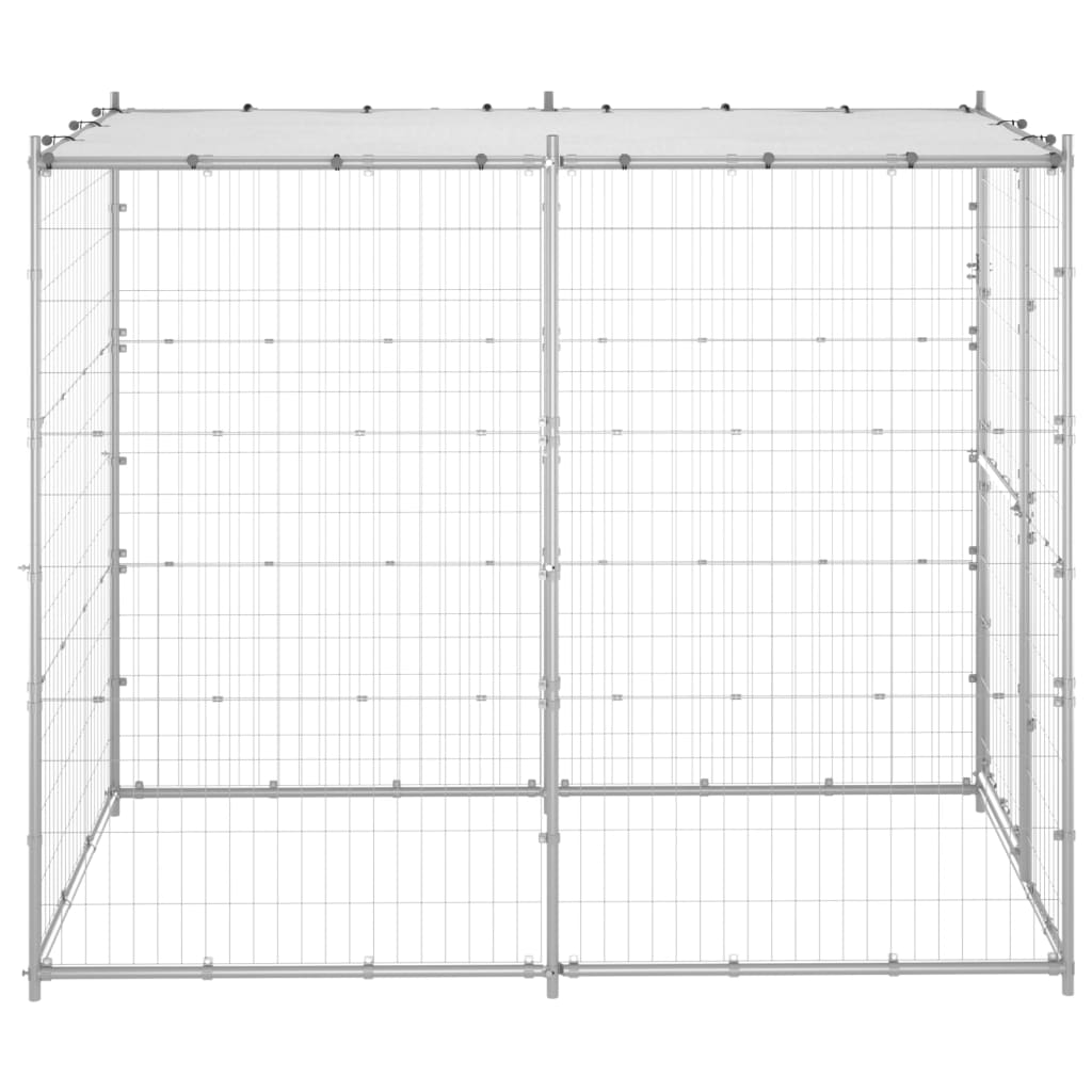 Vidaxl hondenkennel buiten met dak 110x220x180 cm gegalvaniseerd staal