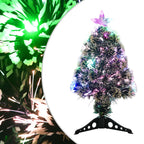 Vidaxl kerstboom met led 64 cm glasvezel groen en wit