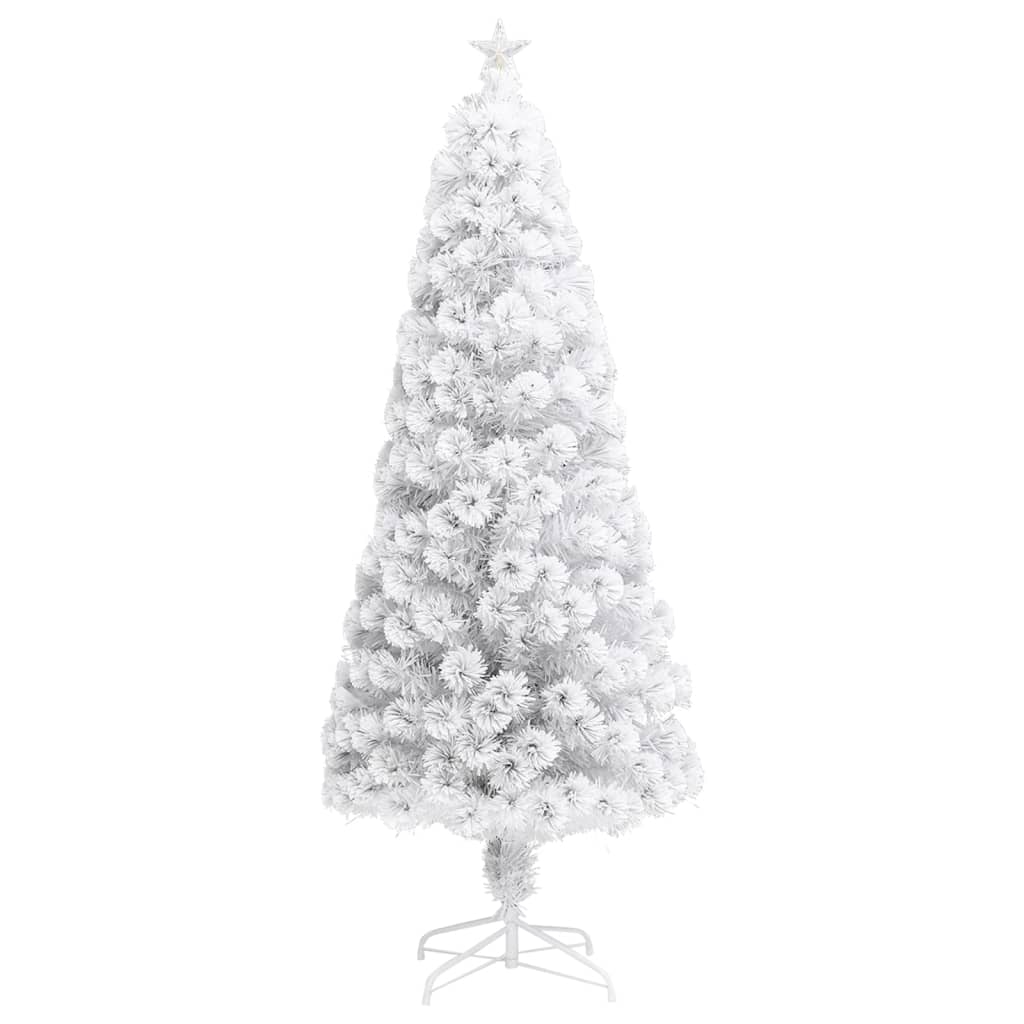 Vidaxl kunstkerstboom met verlichting 180 cm glasvezel wit