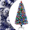 Vidaxl kunstkerstboom met verlichting 120 cm glasvezel wit en blauw