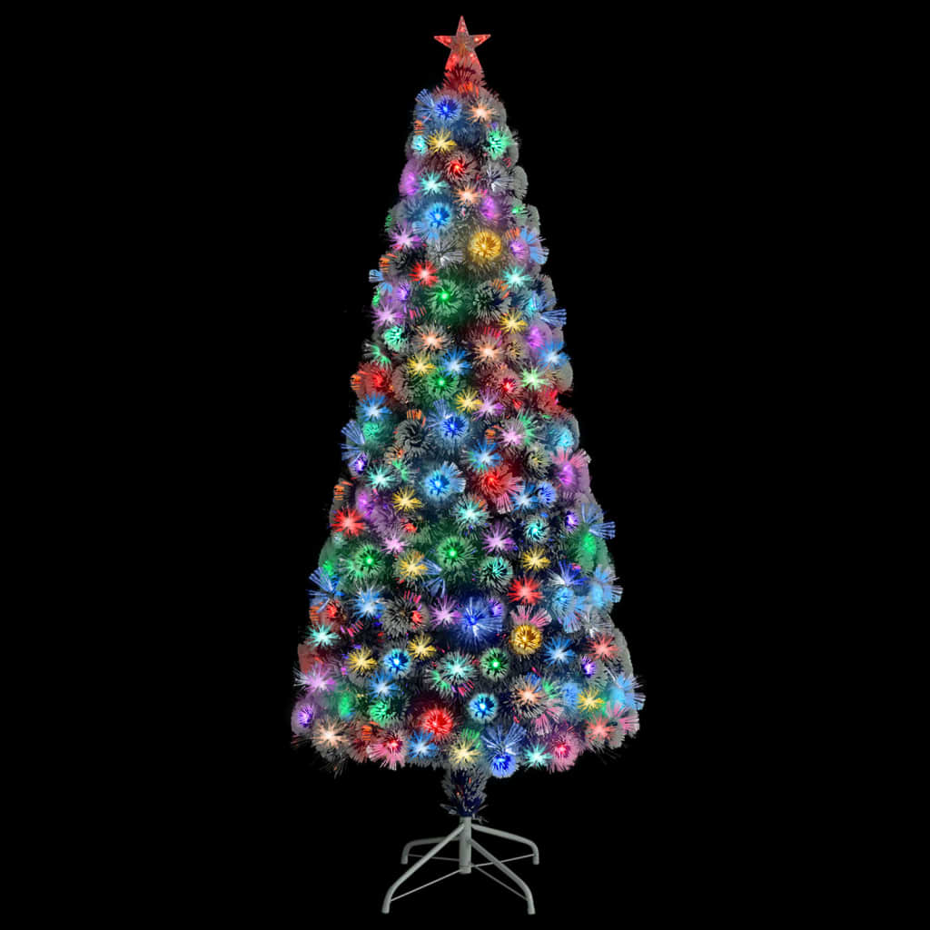 Vidaxl kunstkerstboom met verlichting 180 cm glasvezel wit en blauw