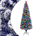 Vidaxl kunstkerstboom met verlichting 240 cm glasvezel wit en blauw