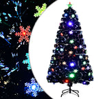 Vidaxl kerstboom met led-sneeuwvlokken 120 cm glasvezel zwart