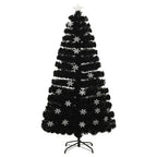 Vidaxl kerstboom met led-sneeuwvlokken 120 cm glasvezel zwart