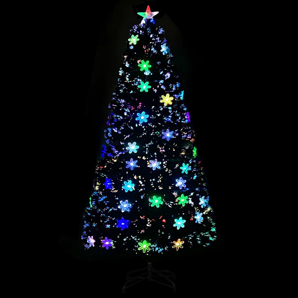 Vidaxl kerstboom met led-sneeuwvlokken 120 cm glasvezel zwart