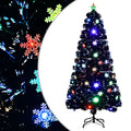 Vidaxl kerstboom met led-sneeuwvlokken 150 cm glasvezel zwart