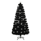Vidaxl kerstboom met led-sneeuwvlokken 150 cm glasvezel zwart