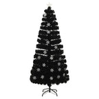 Vidaxl kerstboom met led-sneeuwvlokken 180 cm glasvezel zwart