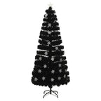 Vidaxl kerstboom met led-sneeuwvlokken 210 cm glasvezel zwart