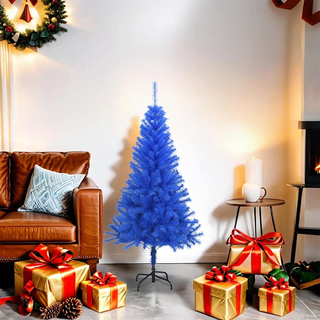 Vidaxl kunstkerstboom met standaard 120 cm pvc blauw