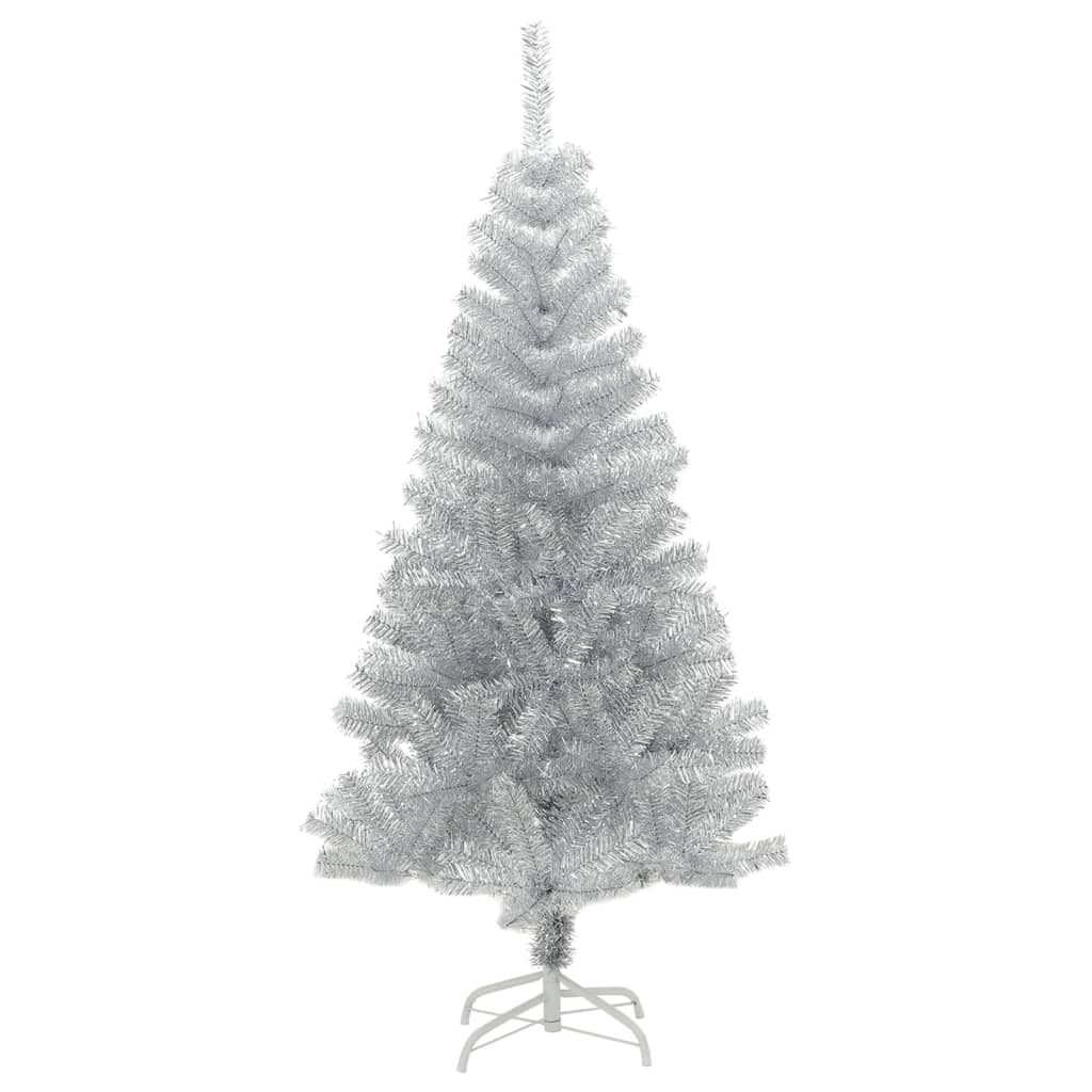 VidaXL Kunstkerstboom met standaard 120 cm PET zilverkleurig