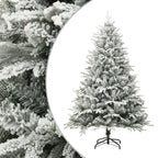 Vidaxl kunstkerstboom met sneeuwvlokken 150 cm pvc en pe groen