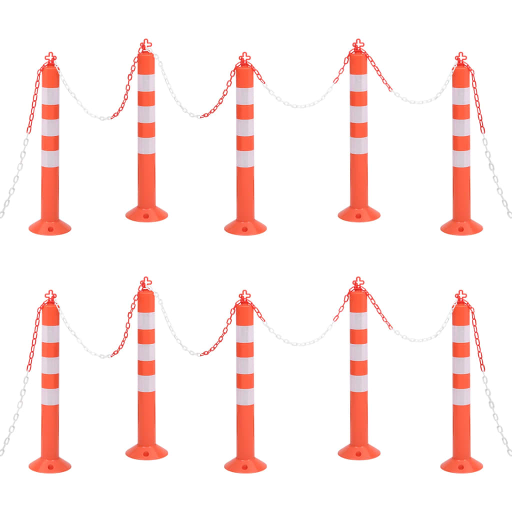Vidaxl verkeerspalen met ketting 10 st 75 cm pe