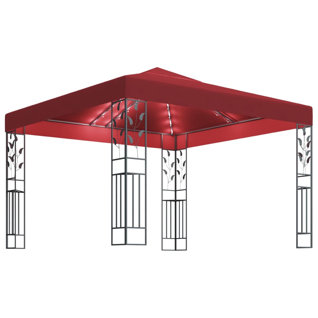 Vidaxl prieel met led-lichtslinger 3x3 m wijnrood