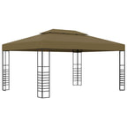 VidaXL Prieel met LED-lichtslinger 3x4 m taupe
