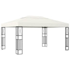 VidaXL Prieel met LED-lichtslinger 3x4 m stof crèmekleurig