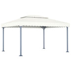 VidaXL Prieel met LED-lichtslinger 400x300 cm aluminium crèmekleurig