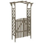 Vidaxl pergola met poort 116x40x204 cm massief vurenhout grijs