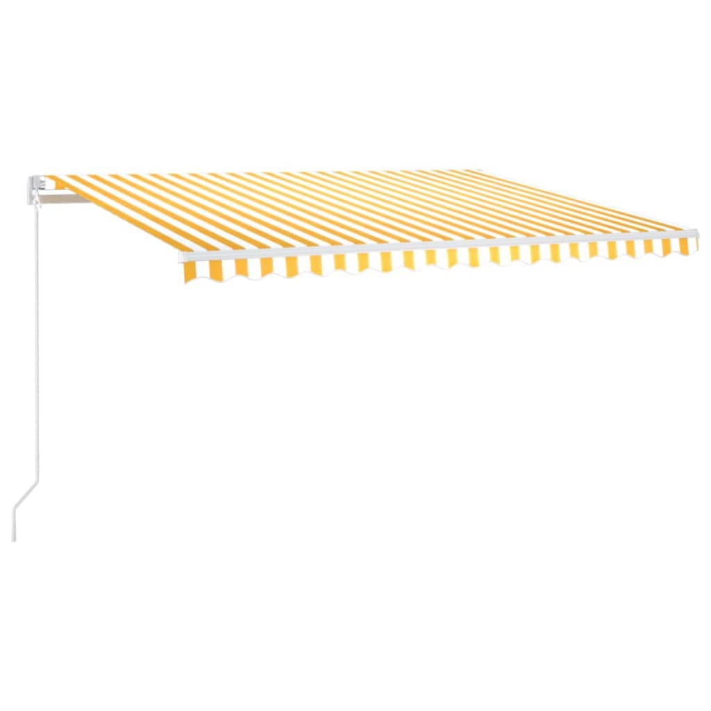 VidaXL Luifel handmatig uittrekbaar 450x300 cm geel en wit