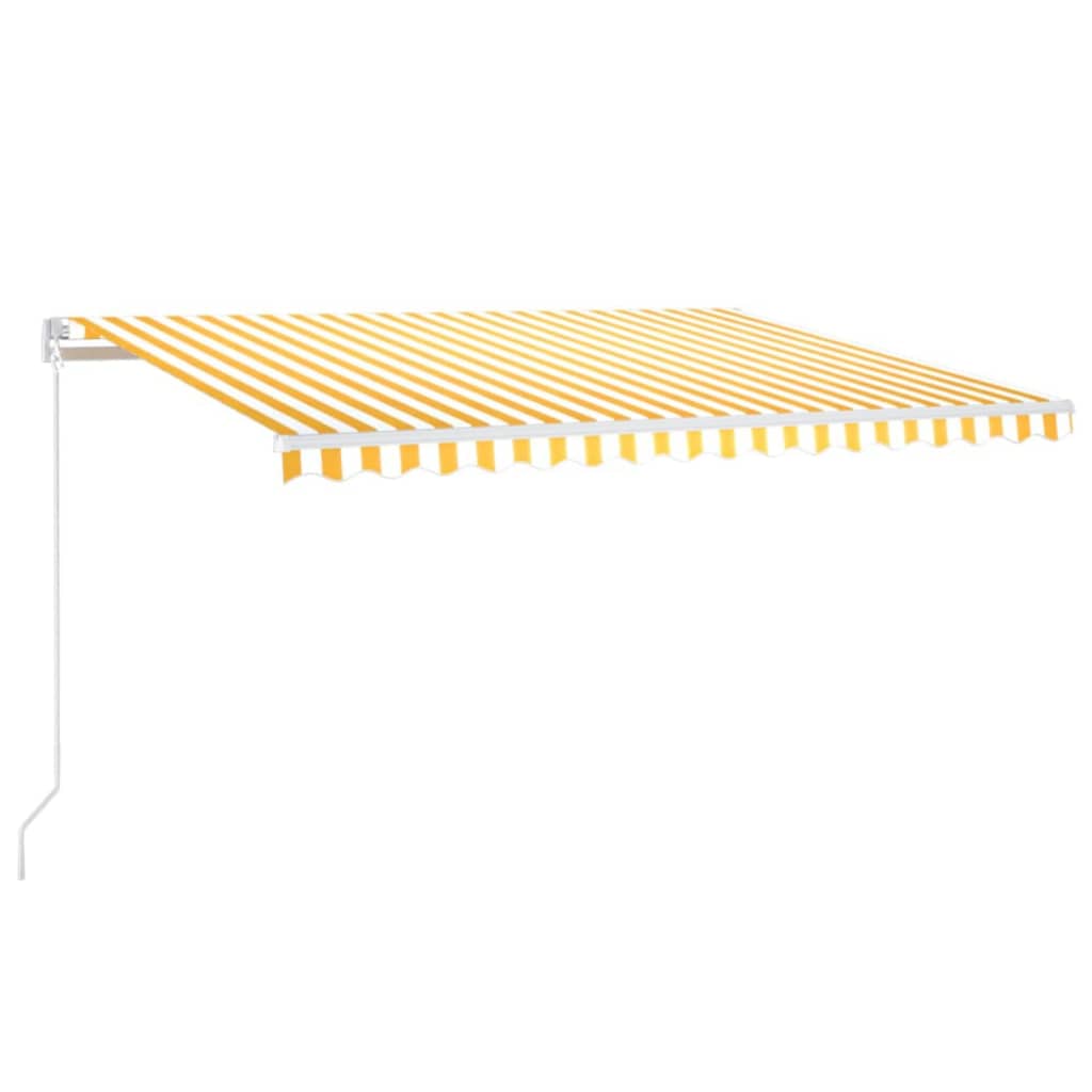 VidaXL Luifel handmatig uittrekbaar met LED 450x300 cm geel en wit