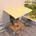 VidaXL Luifel automatisch uittrekbaar 500x300 cm geel en wit